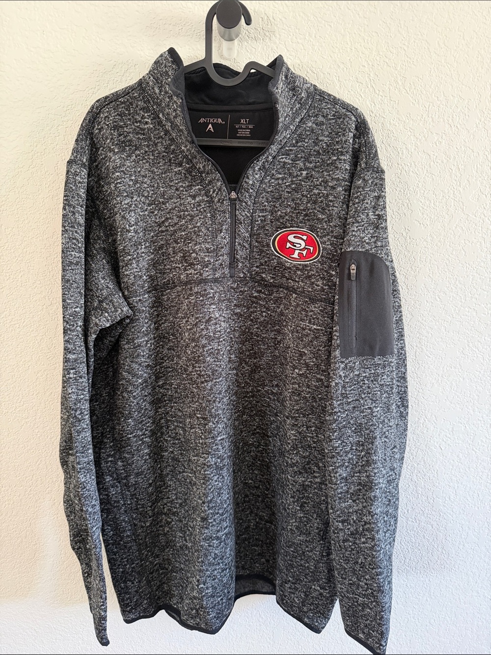 Antigua Men's Gray Heather 49ers Quarter-Zip Pullover